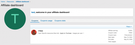 04 - Affiliate dashboard - Coupons list.png